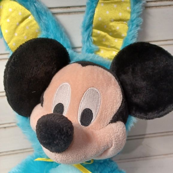 Disney Store Original Mickey Mouse Easter Bunny Blue Plush Stuffed rabbit. Condi - Picture 1 of 8